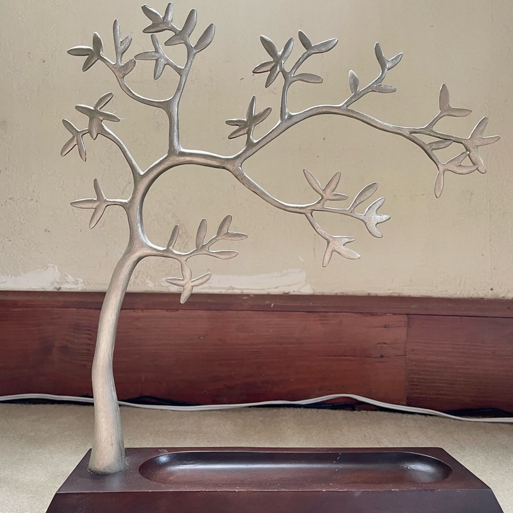 Silver and Wood Jewelry Tree